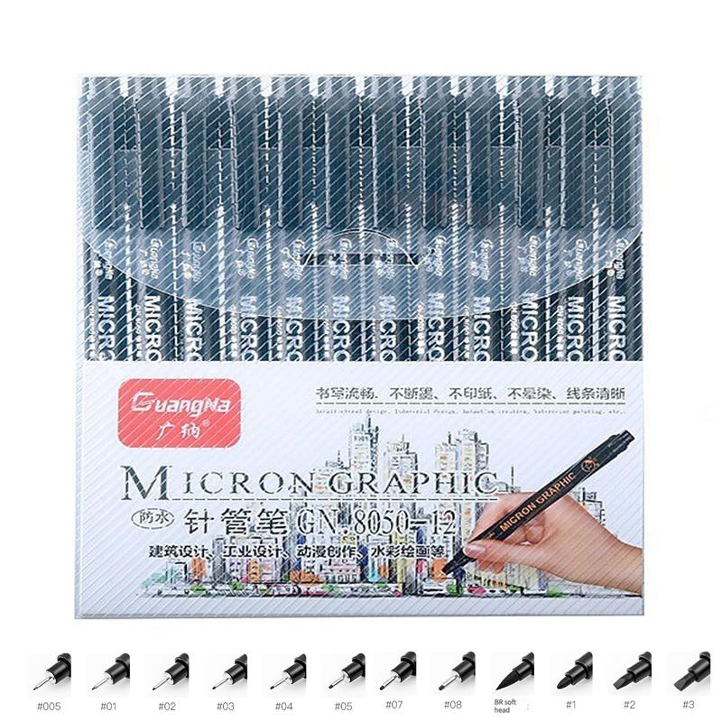 Pigment Liner Micron Pen Kit Manga Markers Needle Pen Art Brush Hand-painted Hook Line Pens Sketch Fineliner Drawing Stationery