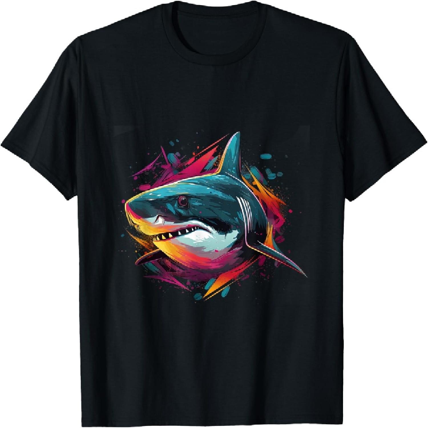 Great White Shark Pop Art Great White Shark Lovers T-Shirt S