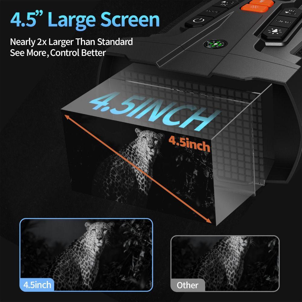4.5 Inch Big Screen 4K Night Vision Goggles 10x Zoom Infrared Night Vision Telescope Camping