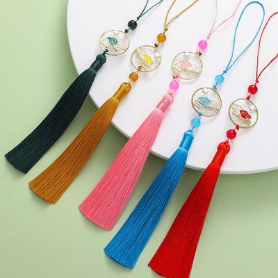 12cm Long Fan Pendant Tassel Spike Chinoiserie Hanfu Pressed Placket Antique Pendant Tassels for Crafts Sewing Accessories