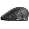 HT4864 Berets Autumn Winter Hat Men Women PU Leather Cap Artist Painter Beret Hat Male Female Ivy Flat Cap Adjsutable Beret Caps