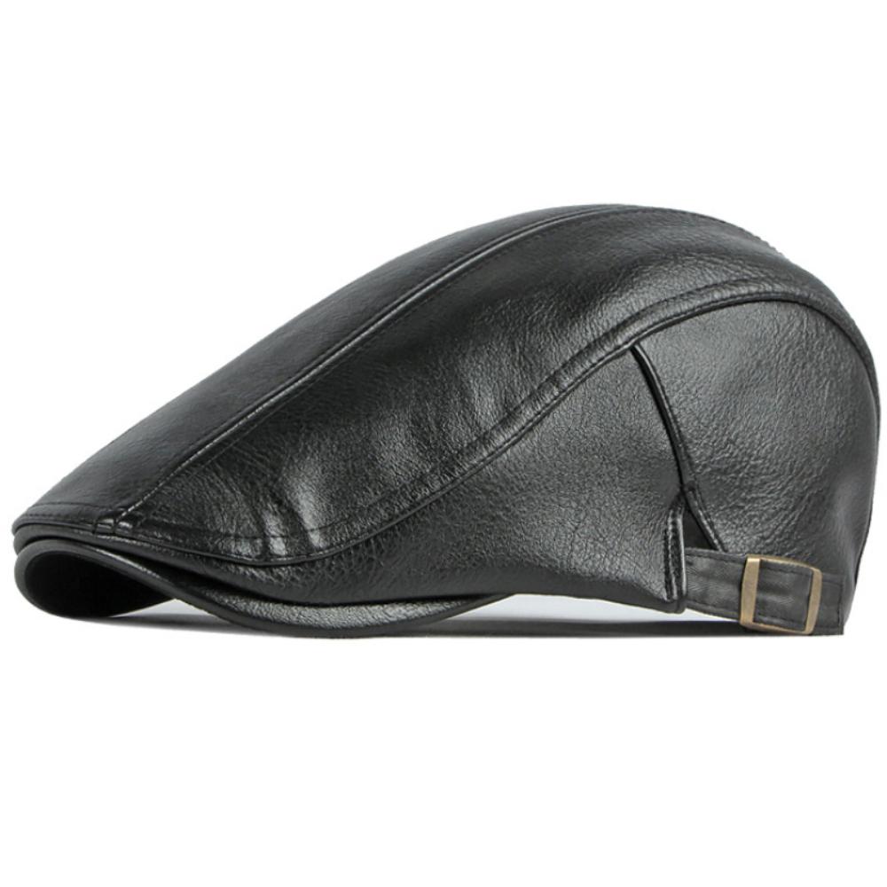 HT4864 Berets Autumn Winter Hat Men Women PU Leather Cap Artist Painter Beret Hat Male Female Ivy Flat Cap Adjsutable Beret Caps
