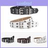 Trendy Korean Style Punk Eyelet Belt For Women In Black Coffee And White Color Options