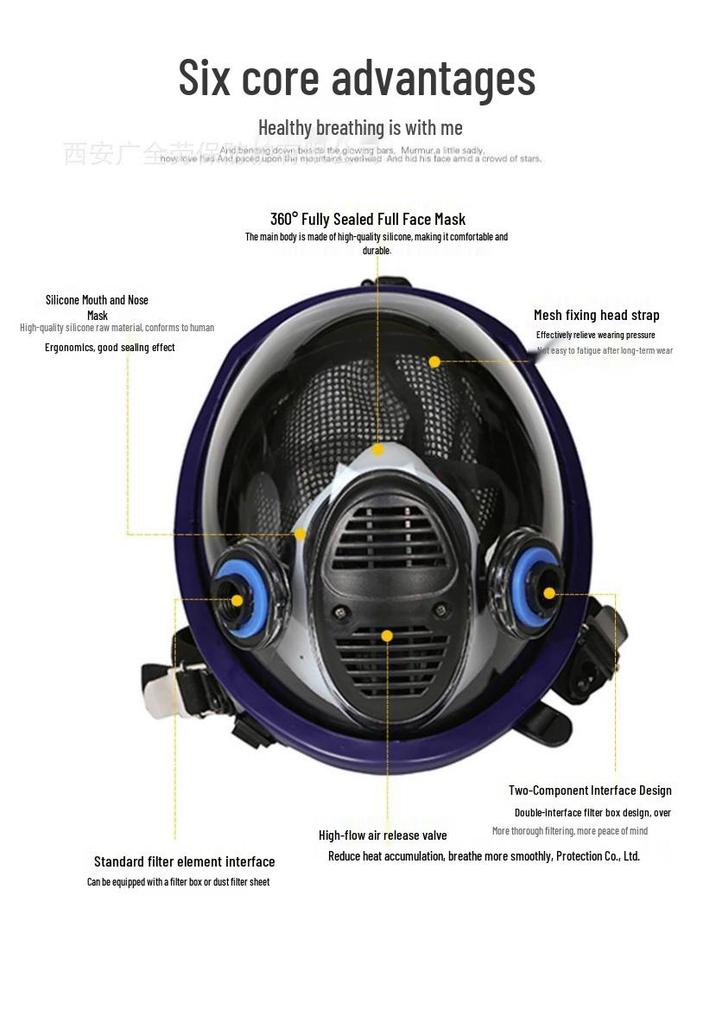 8100 Sphere-D Full Face Respirator Mask for Spray Painting, Chemicals, Pesticides, and Dust, with Wide Field of View