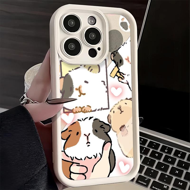 Phone Case for iPhone 17 Air 16E 15 16 Pro Max Cartoon Cute Hamster Cover 14 Plus 13 12 Mini Soft Shell Silicone Fundas