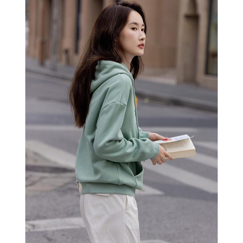 Women's Embroidered Velvety Hooded Sweatshirt