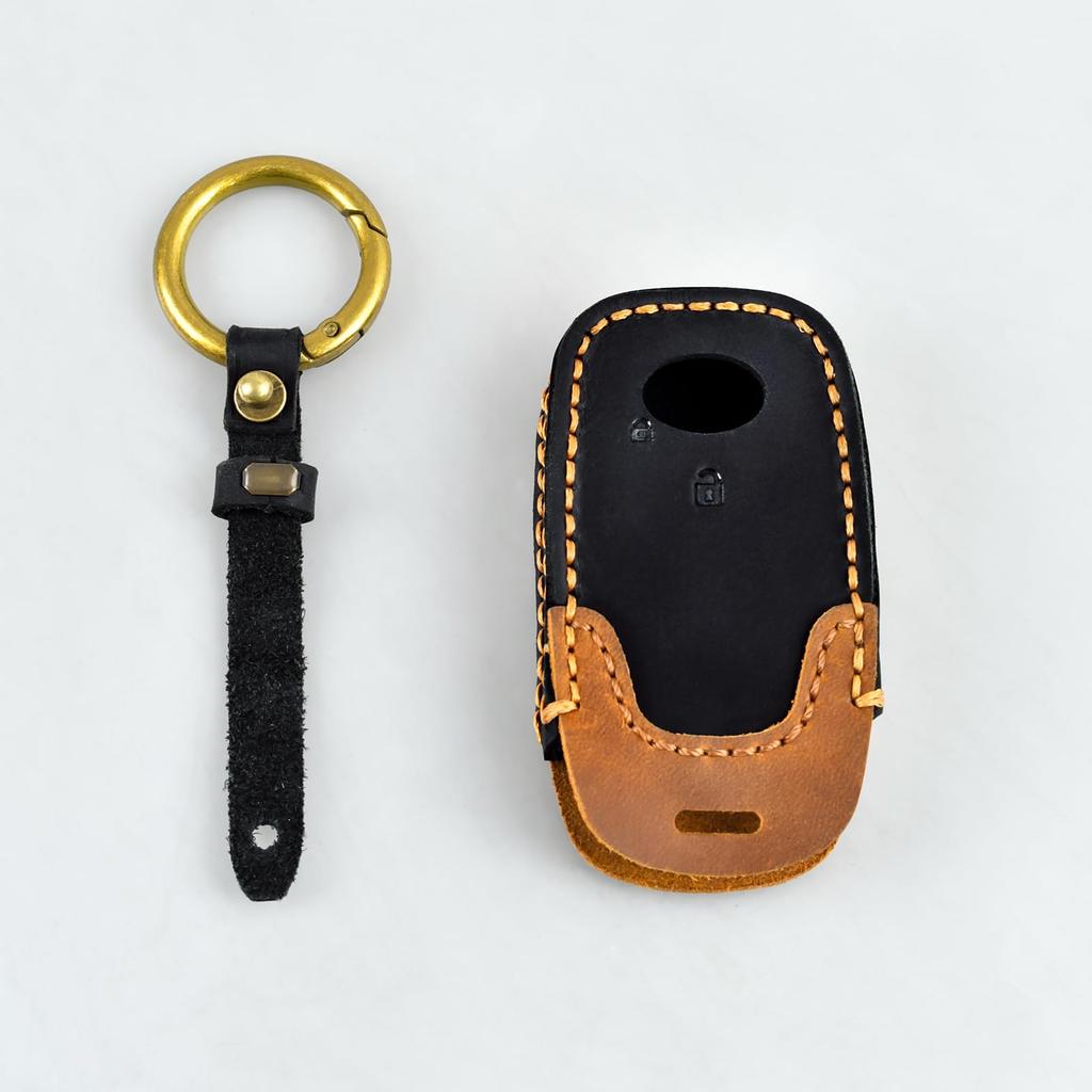 OFFCURVE Smart Key Case for Daihatsu Toyota Cars, Genuine Leather, Compatible with 2 Buttons,