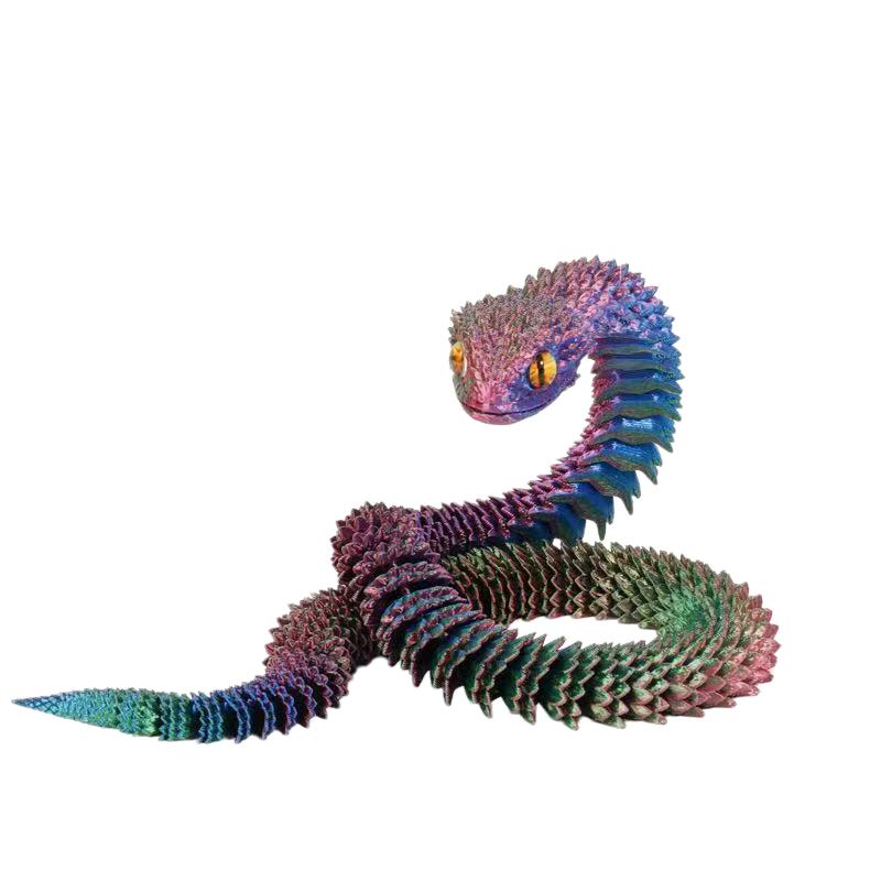 New 3D Printed Snake Realistic Snake Statue Movable Joint Fidget Toys Simulation Desk Ornament Animal Model Gift