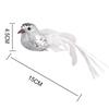 12pcs Artificial Bird Silver Christmas Tree Decorative Bird Ornament with Metal Clip