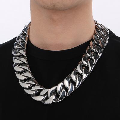 50/60/70CM 31MM Große Kubanische Kettenhalskette für Herren Schwer Goldfarbe Matt Edelstahl Choker Halsketten Schmuckzubehör