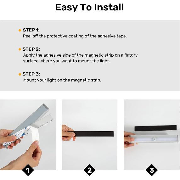 3 Pack Motion Sensor RV Step Lights, 10 LED Battery Operated Motorhome Motion Activated Light Strip, Magnetic Night Light Bar For Motorhome Travel,