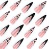 French leopard print manicure, hot-selling wearing nail pads in Europe and America, black splicing fake nails, super long pointed nail pads