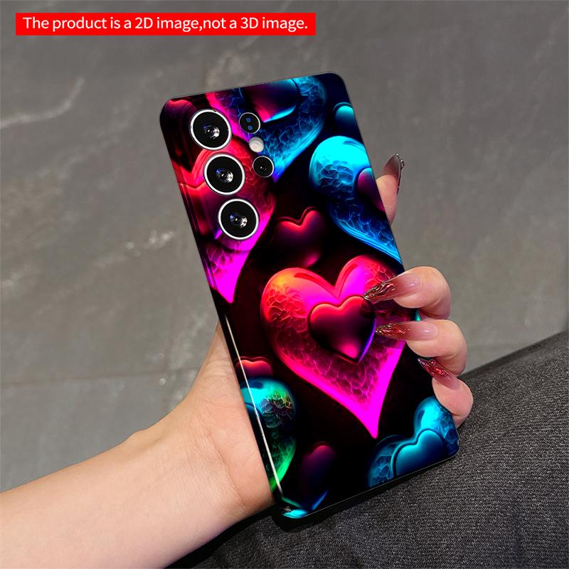 2DFlat Samsung phone case Neon Heart Glow Phone Case Applicable to Galaxy S23 S24 S25ULTRA S26 A12 A14 A15 A16 A54 A55