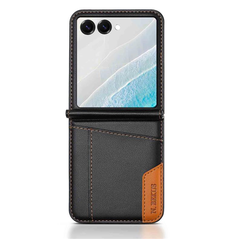 Odpowiednie dla etui na telefon Samsung Z Flip7, etui z klapką Flip3/4/5/6 ze skóry zszywanej z miejscem na karty i ochroną portfela