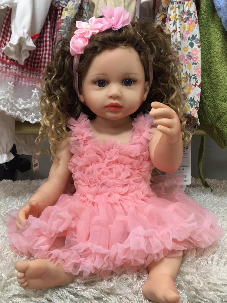 Nový příchod Lifelike Princess Reborn Baby Dolls celosilikonový vinyl voděodolný bebe Reborn Boneca zakřivené vlasy Girls Playmates