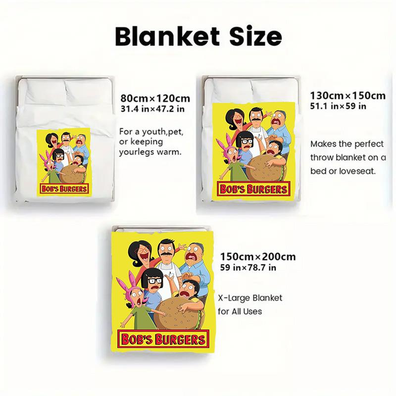 Bob's Burgers 2D Flat Pattern Flannel Blanket High Quality All Seasons Warmth and Comfort Perfect for Christmas Gifts.MMT0918364