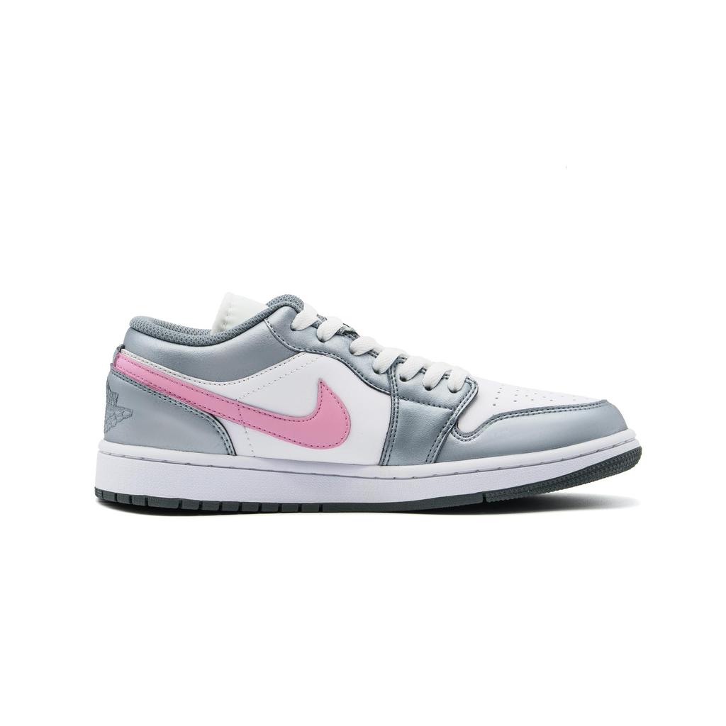 Jordan Air Jordan 1 Abrasion Resistant Low top Vintage Basketball Shoes Unisex Silver Pink 553558-152(Team500-)