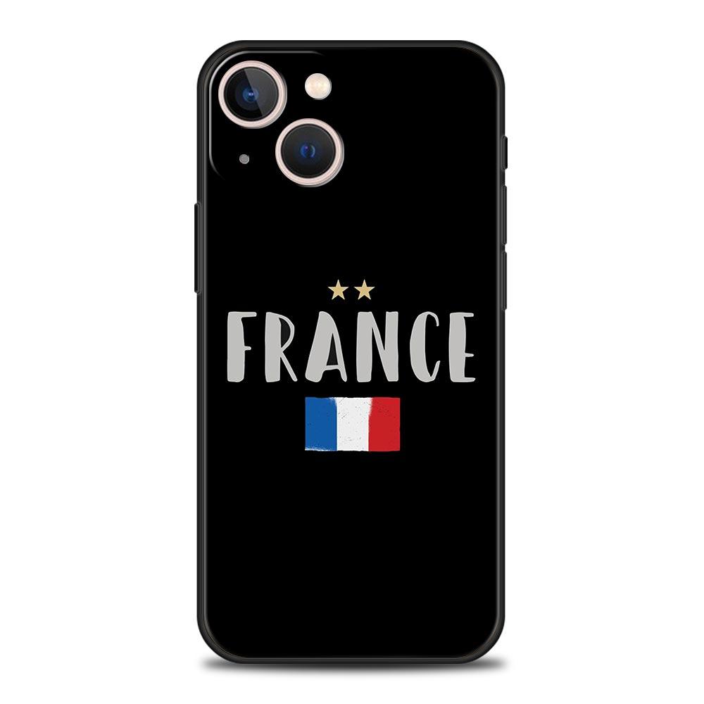 Luxury Phone Case For Apple iPhone 11 15 14 Pro MAX 12 13 7 8 Plus X XR XS MAX SE Silicone Black Cover Funda France flag