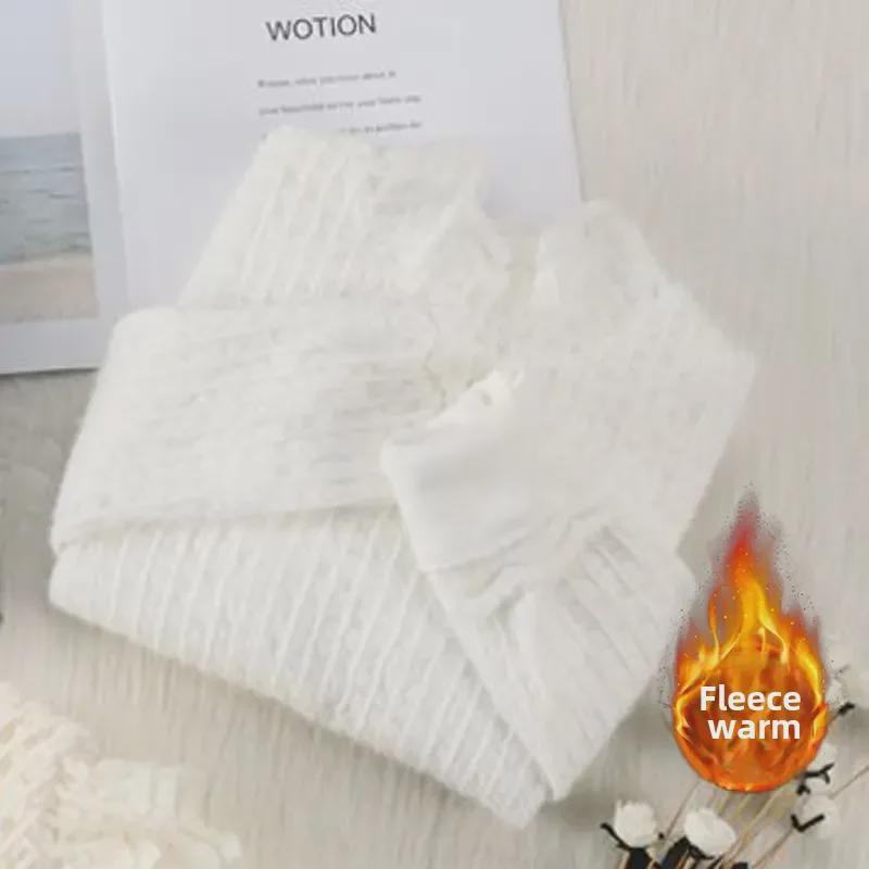 Women's High Neck Rabbit Fur Lace Velvet Top - Soft, Warm, and Stylish for Autumn and Winter