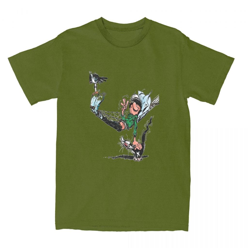 Gaston Lagaffe Comics T-Shirt Unisex Reine Baumwolle Lustiges T-Shirt Rundkragen T-Shirt Kurzarm Kleidung Geschenkidee