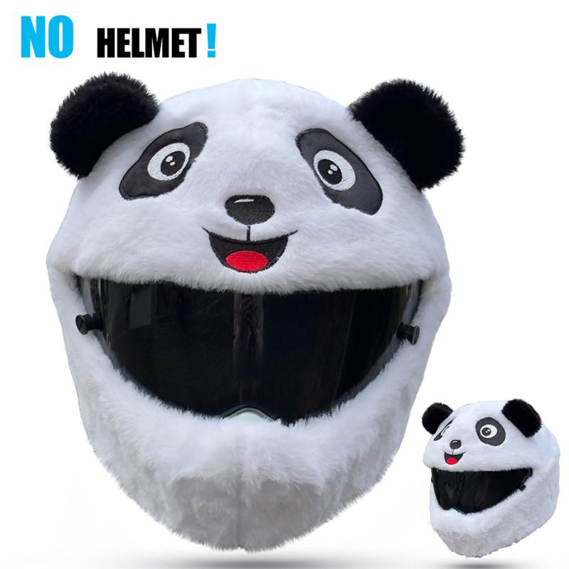 Cartoon Helm Bescherming Hoofddeksel Cover Pluizig Pluche Set Voor Motorfiets Volledig Gezicht Beschermhoes Motorfiets Veiligheid Trendy