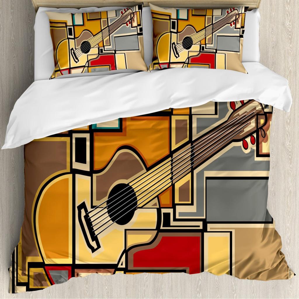Rock guitar three-piece duvet cover grinding kit digital printing