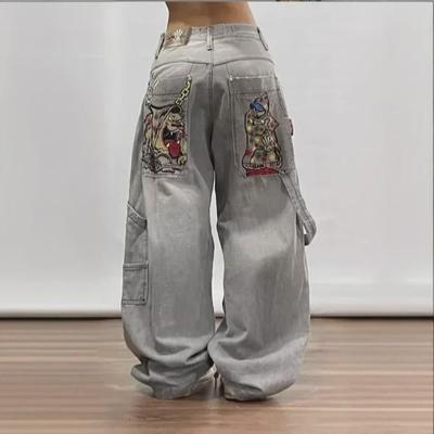 Jeans Skinny Larghi da Donna con Ricamo Hip Hop Gradiente Casual Quattro Stagioni