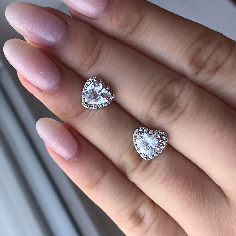 Heart Jewelry Sets for Women Crystal Necklace Earrings Korean Style Gold Color Fashion Cute Moissanite Wedding Accessories S551
