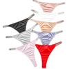 Women's Plus Size Rhinestone Sport Thong - Mid-Low Waist, Breathable Cotton Crotch, Sexy & Comfortable 442
