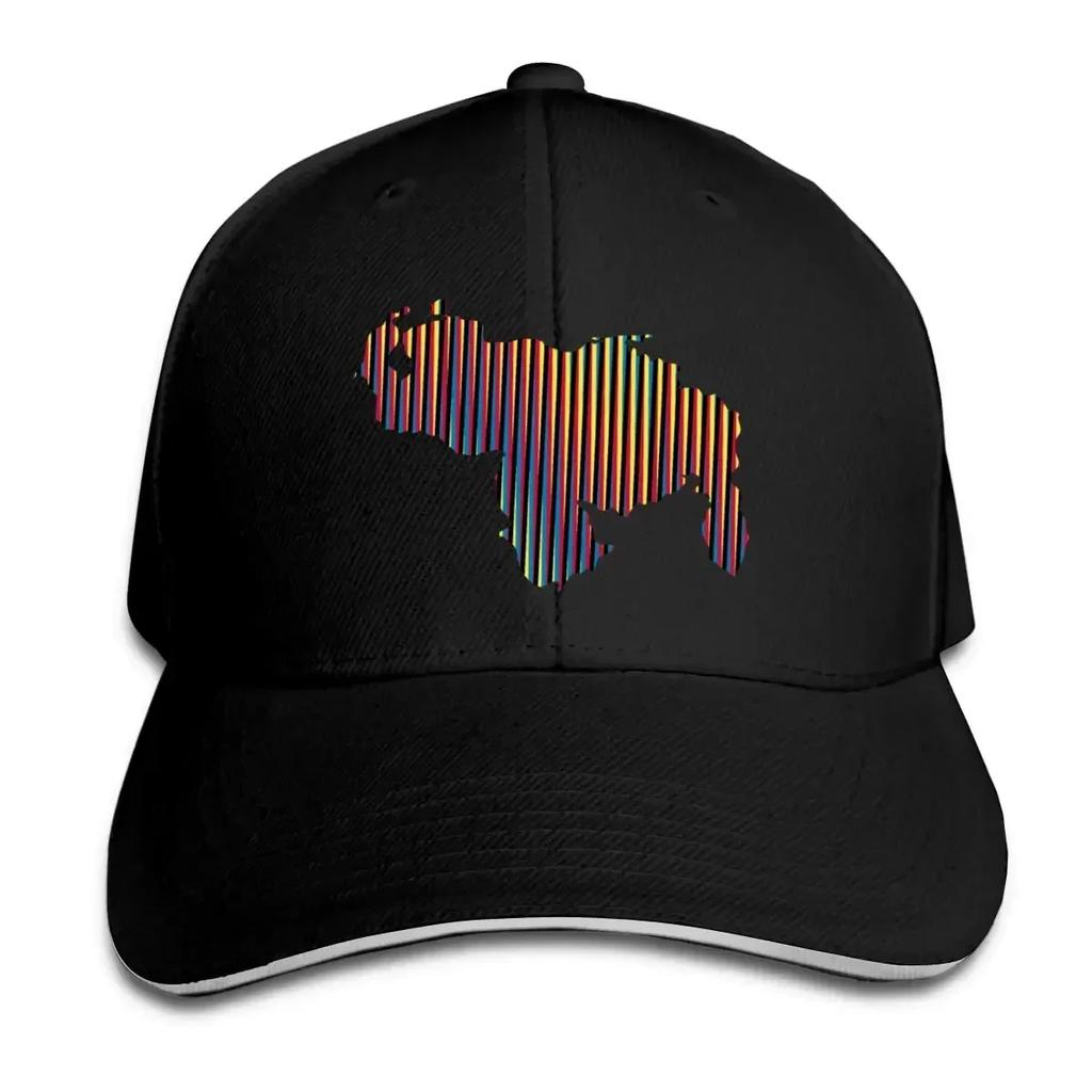 Colored Venezuela Map Unisexs Baseball Caps Adjustable Peaked Sandwich Dad Hat Black