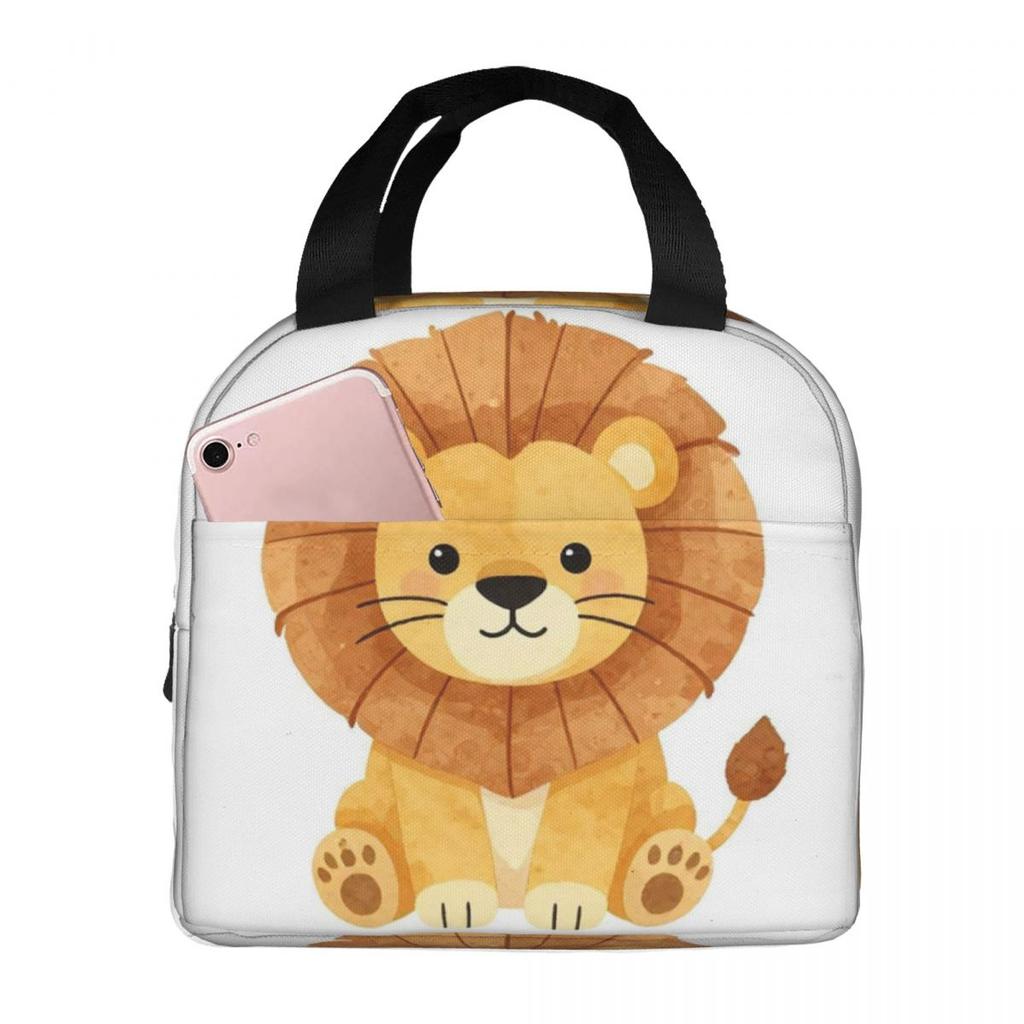 Cute Lion Cartoon Insulated Lunch Bag for Women Kids Portable Food Boxes Thermal Lunch Box Tote