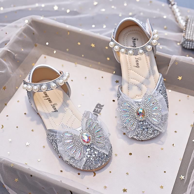 2025 Summer Bow Soft Sole Princess Shoes for Little Girls - Pearl Sandals for Dance 29