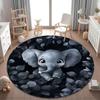 1Pc Elephant Circular Print Rug - home decoration Carpet For Living Room Bedroom Flooring Computer Chair Area Rug