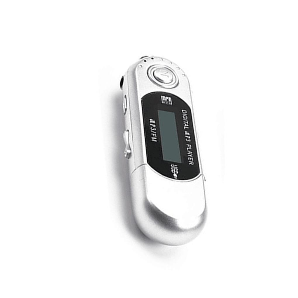 Mini MP3 Player Lossless Sound Flash Drive Multilanguage LCD Music Player with 3.5mm Audio Jack One Finger Control Sliver
