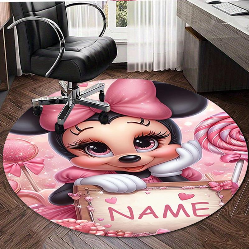 Personalized M-Minnie Round Chair Office Rug - Perfect for Mat, Office Chair & More - Ideal Gift for Birthdays and Holidays