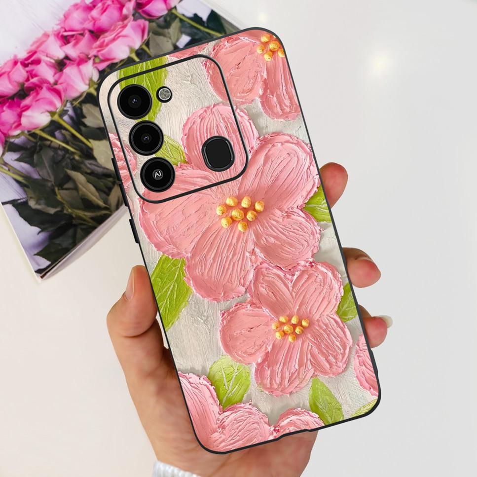 For Tecno Spark GO 2022 Case KG5 Soft Silicone Cute Cat Phone Cover For Tecno SparkGO 2022 6.52" Luxury Love Flower Cases Funda