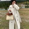 Winter Warm Thick Faux Fur Coat Women Long Trench Jacket Faux Mink Fur Collar Eco Friendly Outerwear