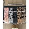 Vintage Leopards Print Tassels Scarf Soft Acrylic Neckerchief Warm Fashion Scarves for Women Warm Accessory