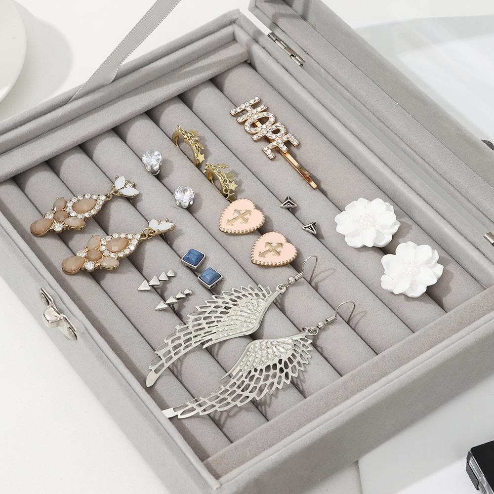 Bandeja de anillo duradera, organizador de joyería suave, caja de almacenamiento, vitrina, caja de anillo de terciopelo