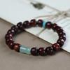 Red Sandalwood and Hetian Jade Beaded Bracelet for Men and Women - Buddhist Prayer Beads with Barrel and Bamboo Section Design.