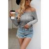 Women's Autumn and Winter Knitted Navel Short One-line Collar Slim Sweet Jumper