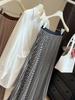 2026 Spring/Summer Women's Slimming High-Waisted Striped Chiffon Pleated Skirt