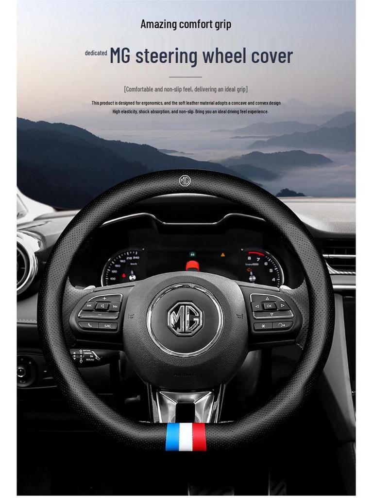 Genuine Leather Steering Wheel Cover for MG6, Roewe HS, ZS, and Ruihang 3SW Cars