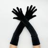 Classic Adult Black Opera/Elbow Stretch Velvet Finger Long Gloves Women Retro Flapper Gloves Costume Party Nightclub Wedding