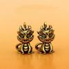 Sitting Up Small Fire Dragon Brass Crafts Retro Chinese Metal Dragon Crafts Home Decoration Ornaments Keychain Ornaments