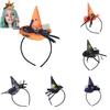 Elegant Halloween Witch Hat Headband With Spider Web Lace And Pumpkin Design
