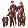 Christmas-print long-sleeve and long-pant matching family loungewear set