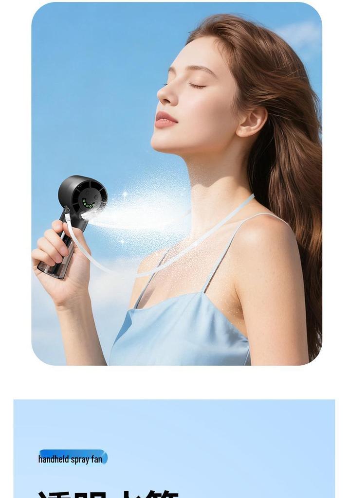 Portable Handheld Mini Fan and Humidifier: Neck Hanging, Desktop Use, Strong Wind for Outdoor or Home