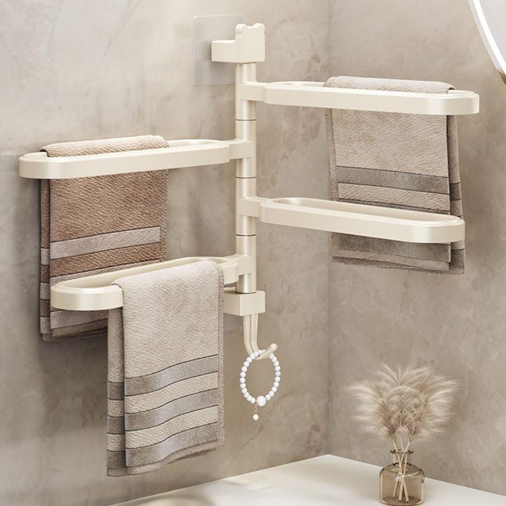Plastic Swivel Towel Holder Wall Mounted Towel Hanger Practical Bath Towel Storage Rack  For Home