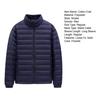 Yousheng Men Cotton Coat Stand-Up Collar Long Sleeve Solid Color Quilted Jacket with Pockets Winter Lightweight Short Outwear